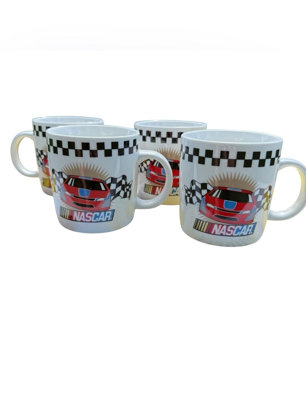 Vintage 2002 NASCAR Mug Set 4 Gibson Racing Large Coffee Cups Man Cave Gift Y2K